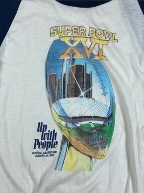 Vintage 1980s Up With People Super Bowl XVI Raglan Shirt 49ers Vs Bengals Mens S